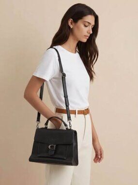 LouLu Black Satchel Handbag Crossbody Shoulder Bag Faux Leather